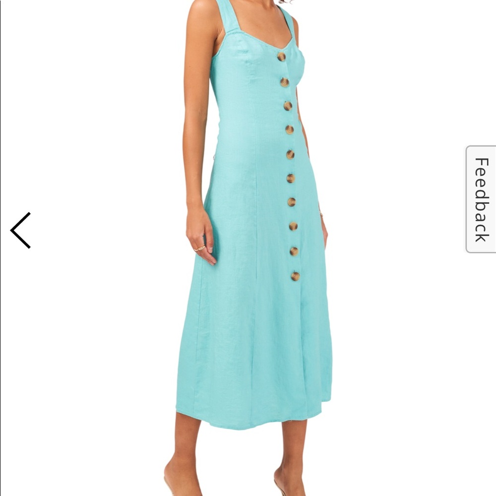 Vince Camuto Button Front Linen Midi Dress
